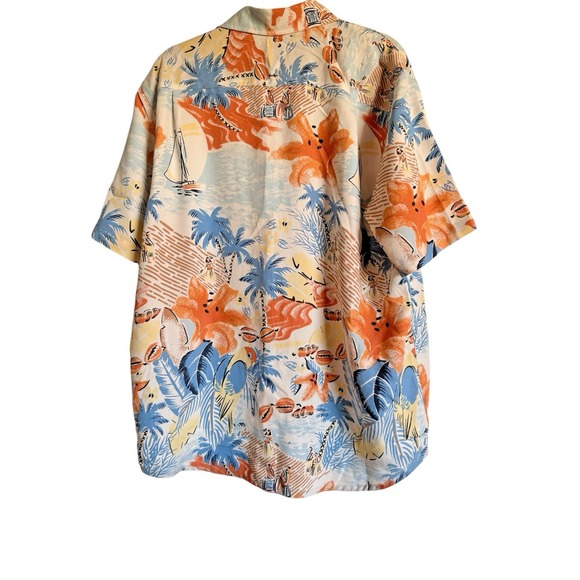 Caribbean Sz L Tropical Print Hawaiin Button Down Shirt Vacation Beach - Picture 3 of 10